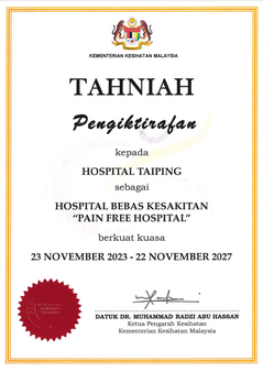 Pengiktirafan Pain Free Hospital