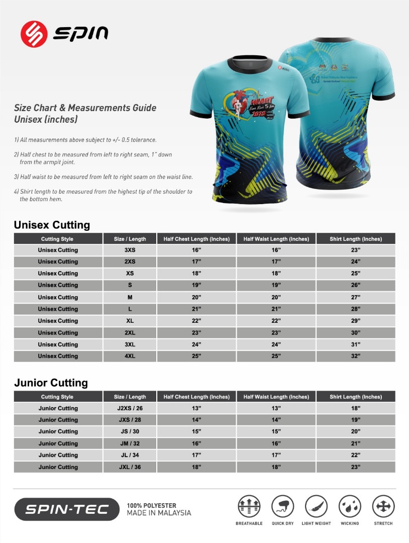 tees sizing heart fun run 2025